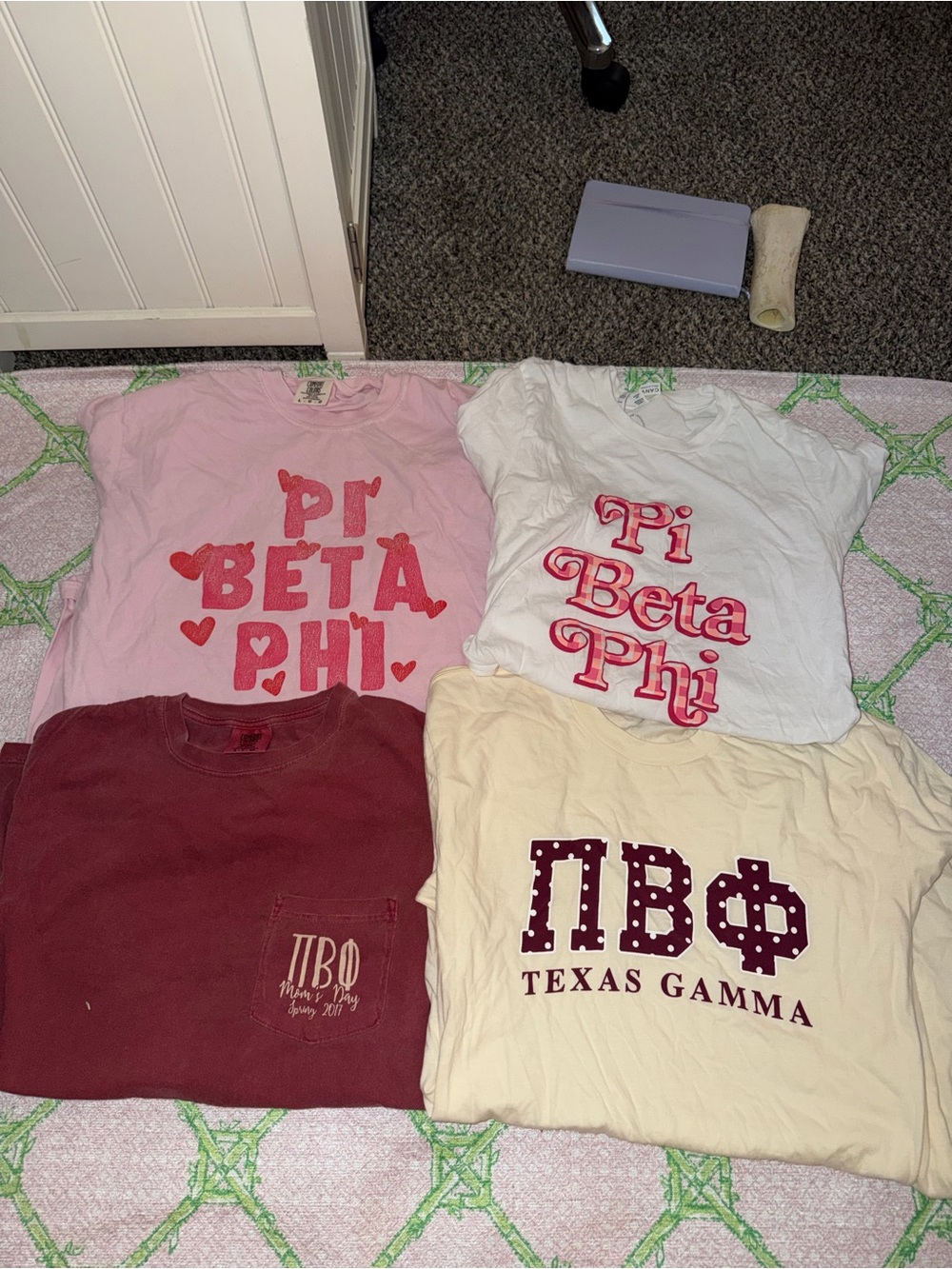 Pi Beta Phi Girls' Sorority Graphic Tee Collection - Pink, White, Maroon, Cream